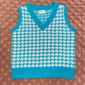 Callahan Blue and White Houndstooth Sweater Vest